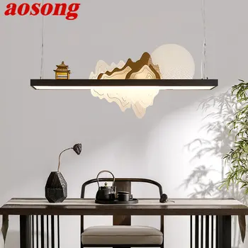 AOSONG בסגנון סיני תליון מנורת LED זן יצירתי עיצוב נוף תקרה נברשת עבור בית תה הבית עיצוב חדר