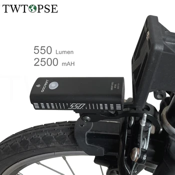 TWTOPSE 850 לומן אור אופניים עם מחזיק עבור ברומפטון המתקפלים אופניים הראש מול אור המנורה להגדיר 2500MAH LED USB אור 3SIXTY