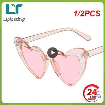 1/2PCS בצורת לב משקפי שמש לנשים אופנה אוהב את הלב משקפי שמש הגנת UV400 משקפי שמש בציר משקפי שמש של נשים