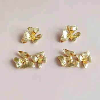 10 יח ' אופנה סגסוגת מתכת KC זהב צבע פרחים מחברים קסם DIY תכשיטים ואביזרים