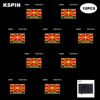 10pcs הרבה מלבן הדגל הלאומי תיקון הוק לולאה מקדוניה התגים הסרט 3D מקל על הז ' קט תרמיל מדבקות