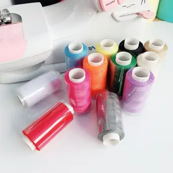 12 צבעים מעורבים 100% כותנה חוט חוט תפירה רול מכונת רקמה עבודת יד-300 מטר/גליל הביתה ערכת תפירה
