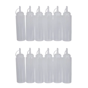 12X לבן נקי פלסטיק לסחוט רוטב קטשופ בהם שמן בקבוקים 8OZ
