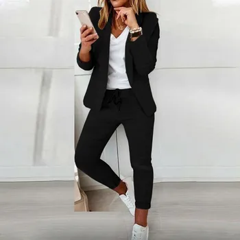 2023 הסתיו של נשים להגדיר שרוול ארוך מעיל חליפת מכנסיים משרד ליידי אימונית שני חתיכת קבוצה סלים ג ' קט מכנסיים תלבושות אופנת רחוב