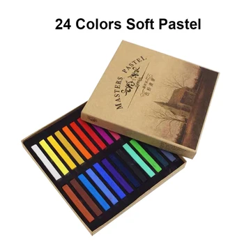 24 צבעים שונים צבעים מבריקים רך כיכר גיר פסטל אמן