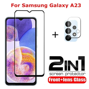 2in1 Temepered זכוכית עבור סמסונג גלקסי A23 מלא כיסוי המצלמה מגן מסך זכוכית עבור סמסונג 23 A23 6.6