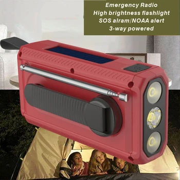 3 ב-1 AM/FM חירום יד קראנק רדיו פנס LED חירום נייד 4500mAh בנק כוח חירום טיפוס הרים