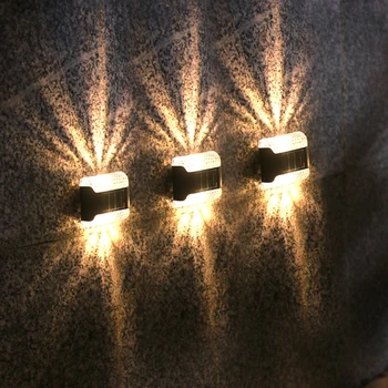 4PCS LED סולארית מנורת קיר חיצוני עמיד למים אנרגית שמש אור למעלה ולמטה אור חיצוני שמש מנורות גן מנורת רחוב