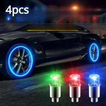 4pcs אוניברסלי גלגל אורות שווי רכב אוטומטי גלגל צמיג צמיג אוויר שסתום גזע אור LED קאפ כיסוי אביזרי רכב אופנוע עיצוב