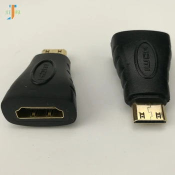 500pcs/lot HDMI-compatiblefemale למיני HDTV זכר שקע מתאם ממיר קולנוע, מקרן,מחשב נייד, טלפון נייד שחור