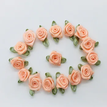 50PCS/תיק מיני פרחים מלאכותיים ראשים לעשות סרט סאטן ורדים DIY עבודת יד מלאכת יד עבור החתונה קישוט אפליקציות