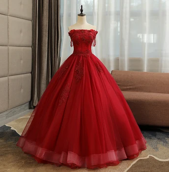 6 צבעים חדשים אדום, כחול חרוזים פאייטים שמלות נשף הטקס השמלה כתף טול שש עשרה 15 16 השמלה Vestidos דה-15 Ano