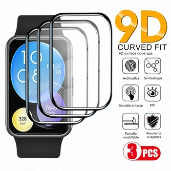9D מעוגל רך מגן זכוכית עבור Huawei לצפות מתאים Smartwatch 2 מלא סרט מגן מסך עבור Huawei לצפות ES Fit2 מיני לכסות