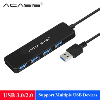 Acasis USB 3.0 רכזת 4 יציאת USB חיצוני מפצל 2.0 מיקרו עם רכזת USB 3,0 נמל טעינה עבור iMac אביזרי USB סיומת#40