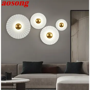 AOSONG פנים מודרני פשוט הקיר מנורת LED יצירתי לבן מנורות קיר אורות הבית הסלון, חדר השינה ליד המיטה עיצוב
