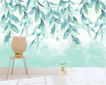 beibehang טפט מותאם אישית טריים עלים ירוקים בצבעי מים בסגנון נורדי אופנה פשוטה הטלוויזיה רקע קיר המסמכים דה parede 3d