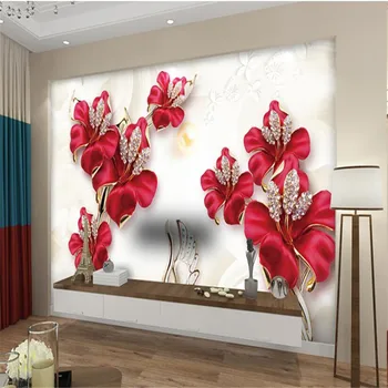beibehang טפט מותאם אישית ציור 3D מגנוליה מובלט אגרטל פרחים Xuanguan במעבר ציור דקורטיבי המסמכים דה parede