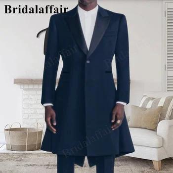 Bridalaffair כחול כהה חליפות גברים רווקים עם חזה 2 חתיכות העסק עובד מסיבת הסיום סעודת החתונה סלים היומיום תחפושת Homme