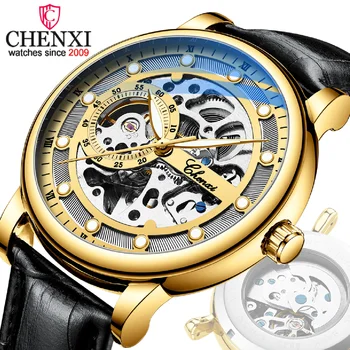 CHENXI מותג יוקרה גברים אוטומטיים מכאניים שעונים האופנה עסקים עמיד למים שעון טורבילון עצמי מתפתל גברים שעון היד