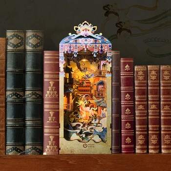 DIY עץ הספר פינה מדף להכניס מיניאטורי בניית ערכות להבין את ארמון הספרים מחזיקי ספרים בעבודת יד מלאכת יד לחברים מתנות