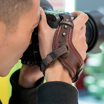 DSLR להקת פרק כף יד עמיד למים מצלמה ראי החגורה עשויה מבד מיקרופייבר עור מצלמה ראי אחיזה רצועת עבור Sony A7R3 עבור ניקון D800