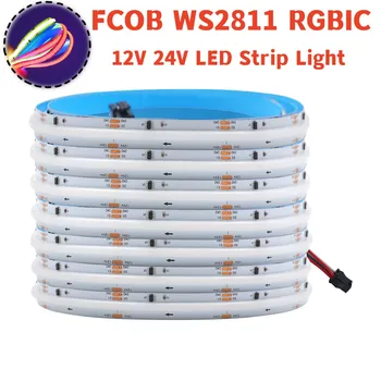 FCOB RGB IC אור LED הרצועה WS2811 למיעון 720 נוריות חלום בצבע מלא 12V 24V צפיפות גבוהה גמיש FOB COB Led אורות RA90