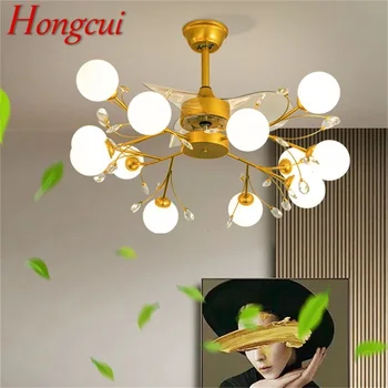 Hongcui נורדי סניף מאוורר תקרה עם אורות שלט LED מודרני אוהד המנורה הביתה חדר האוכל