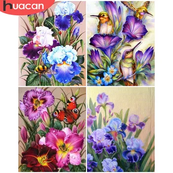 HUACAN צבע על ידי מספרים פרח ציור על בד היד צייר את ציור אמנות מתנות DIY תמונות לפי מספר ערכות עיצוב הבית
