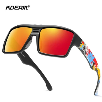 KDEAM מקוטב משקפי שמש קלאסי מסגרת מרובעת UV400 משקפי שמש 9 צבעים שיקוף עדשה חיצונית ספורט משקפי נהיגה