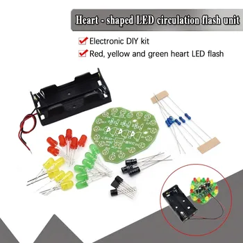 LED בצורת לב במחזור אור עזרים אלקטרוניים ייצור פנס, DIY, כלי הערכה, מעבדה אלקטרונית