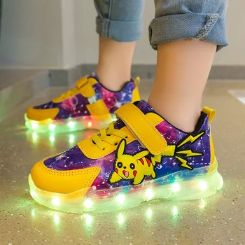 LED זוהר נעלי ילדים, נעליים מצוירות חמודות בנות נעלי ספורט USB החייבת מזדמנים נעלי ריצה ילדים הולכים למאמנים