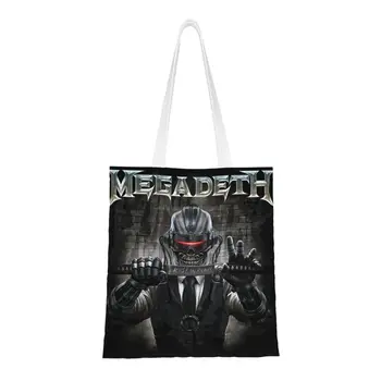 Megadeths להקת רוק מצרכים שקיות קניות חמוד הדפסה בד הקונה כתף שקיות נייד Rust In Peace חרב תיק