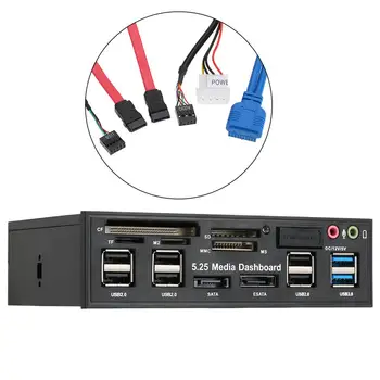 Multi-פונקציה USB 3.0 Hub SATA-eSATA Port הפנימי קורא כרטיסי מדיה מהמחשב פנל קדמי אודיו SD MS CF TF M2 כרטיסי זיכרון MMC