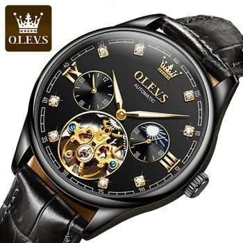 OLEVS 3601 מותג העליון טורבילון גברים של שעונים אוטומטיים מכאני איש עסקים שעון אופנה גברים שעון יד ספורט
