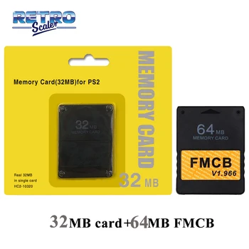 RetroScaler זיכרון Crad Pack 32 מגה-בתים עבור ps2+V1.966 FMCB חינם McBoot כרטיס 8MB/16MB/32 מגה-בתים/64 על PS2