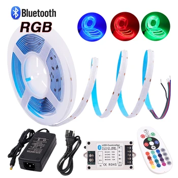 RGB קלח רצועת 12V 24V Bluetooth בקרת יישום עם מתאם כוח 840Leds/M צפיפות גבוהה גמיש סרט חבל FOB אור LED
