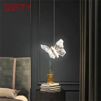 SOFITY נורדי פרפר נברשת נרות גופי עכשווי אורות תליון הביתה LED עבור חדר השינה