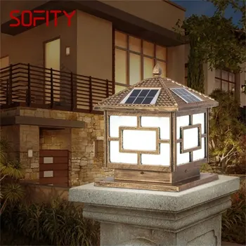 SOFITY סולארית חיצונית אור LED הפוסט אור עמיד למים מודרני עמוד תאורה פטיו מרפסת מרפסת חצר הוילה