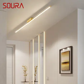 SOURA עכשווי פליז אור תקרת LED יצירתי פשטות הרצועה הארוכה המנורה הביתה במלתחה המרפסת מעבר עיצוב