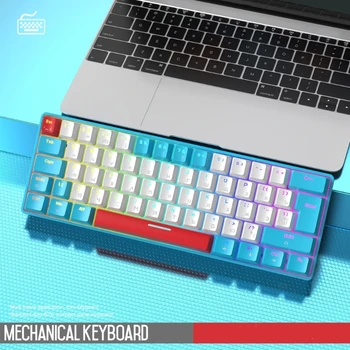 T60 רוסית Mechanical Gaming Keyboard סוג C-חוטית מקלדת רוסית זוהר