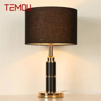 TEMOU מנורות שולחן פאר מודרני עיצוב LED שחור שולחן אור דקורטיבי לבית ליד המיטה