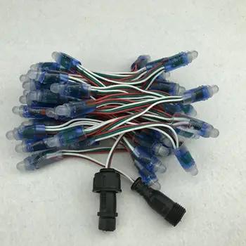 WS2811 DC5V 50nodes למיעון LED פיקסל string;IP68;8cm חוט ריווח;RGB צבע מלא;24AWG תיל;13.5 מ 