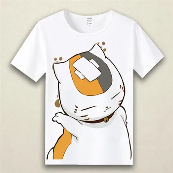 Yuujinchou נאצאם Cosplay חולצה מאדארה חתול להדפיס חולצות נשים/גברים קיץ גרפי Tees צוואר צוות Harajuku מזדמן העליון תחפושת