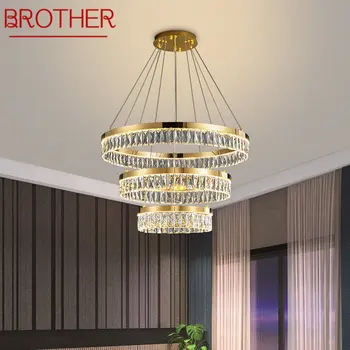 אח מודרני תליון קריסטל, מנורת LED יצירתי יוקרה סיבוב טבעות נברשת אור עיצוב הבית על החיים בחדר האוכל