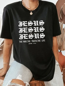 אלוהים את דרך האמת את החיים הדתיים חולצה לנשים כותנה שרוול קצר בקיץ האופנה כריסטיאן העליון טי Dropshipping