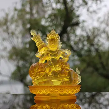 אלוהים של האוצר שקוף מצוירים ביד זיגוג פסל בודהה מזהב ציור צבע בודהה הטיבטי פסל בודהה מזל הפנג שואי