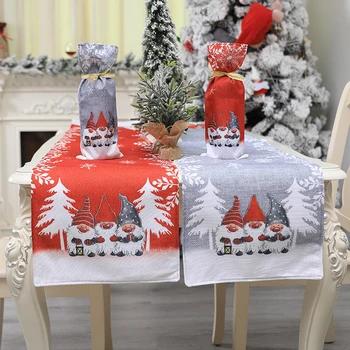 בד שולחן רץ חג המולד שנה החדשה קישוטים למסיבה מפת שולחן עץ חג המולד אייל צבעוני מודפס שולחן כיסוי