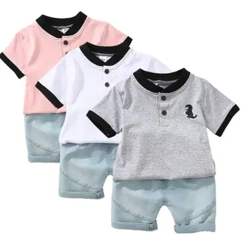 בקיץ ילדים, בגדי תינוקות בנים דינוזאור החליפה חולצה מכנסיים קצרים 2Pcs/סטים התינוק ילדים אימוניות 1 2 3 4 5 שנים