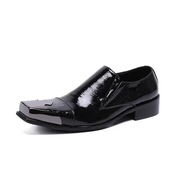 בתוספת גודל 38-46 עסקי גברים נעלי שמלה שחורות עור ברוק Mens מסיבת הקיץ להחליק על הגירסה הקוריאנית שמלה נעלי חתונה