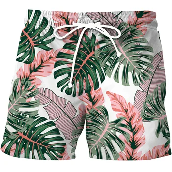 גברים y2k חוף מכנסיים קצרים מכנסיים הדפסת 3D הטרופיים צמח הוואי לגלוש לוח מכנסיים קצרים בקיץ מקרית ים homme 2023 אופנה בגד ים